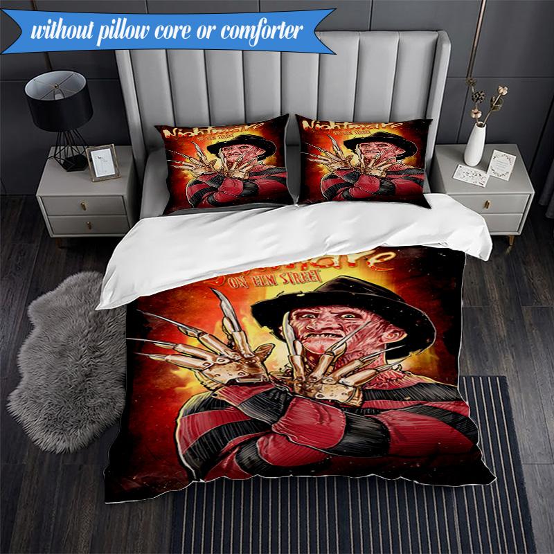 Horror Movie Characters 3pcs K-pop music group Bedding set,Ideal for Bedroom, Dormitory,Including Duvet Cover And 2pcs Pillowcases,Fan gifts