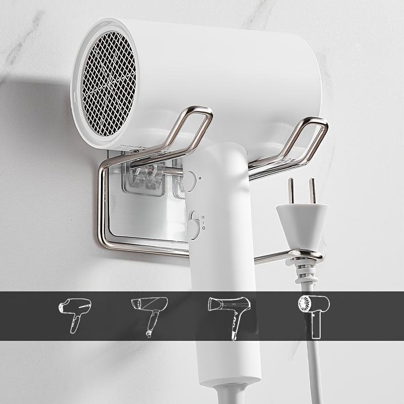 Stainless Steel Hair Dryer Holder Wall Mounted No Drill Bathroom Blower Storage Rack