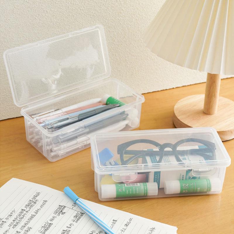 Transparent Plastic Stationery Box for Kids - Large Capacity for Crayons, Paintbrushes, Pencils