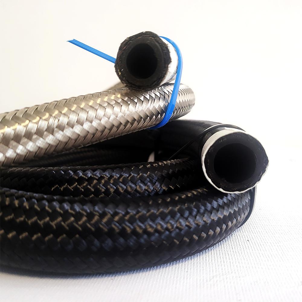 AN4 AN6 AN8 AB10 Fuel Hose Oil Gas Cooler Hose Line Pipe Tube Stainless Steel and Nylon Braided Inside CPE Rubber 1-5M FUEL HOSE