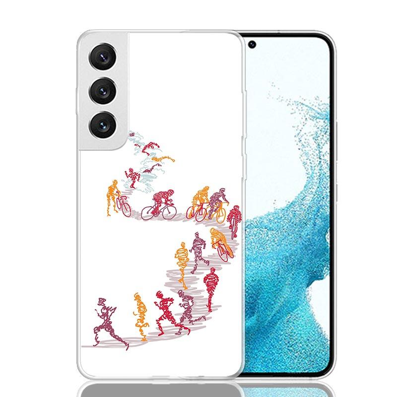 Triathlon Schwimmen Radfahren Laufen Handyhülle Für Samsung Galaxy S26 Ultra S23 S24 S25 Edge S20 FE S21 S22 Plus Weiche Druckschalenabdeckung Fund