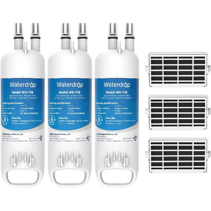 Сменные фильтры для холодильника Waterdrop EDR1RXD1 для фильтра Everydrop® Filter 1, W10295370A и сменный воздушный фильтр для Whirlpool® W10311524,