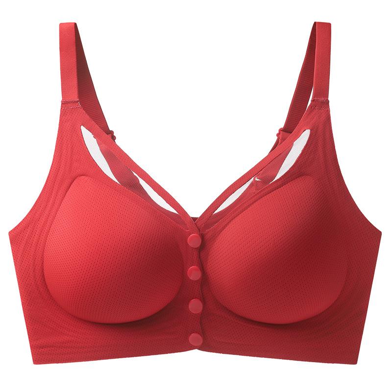 

Собирающий бюстгальтер женский тонкий дизайн против провисания с застежкой спереди пуш-ап бюстгальтер 6XL красный