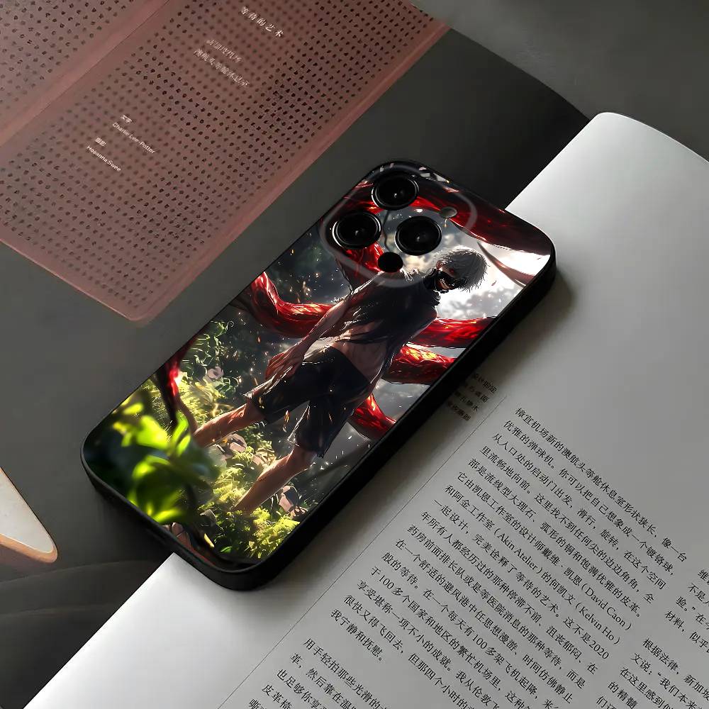 R-Tokyo Ghoul Kaneki Ken Phone Case For Iphone 16 15 11 13 14 Pro Max 7 8 Plus X Xr Xs Max 12mini Black Shell Cover Case