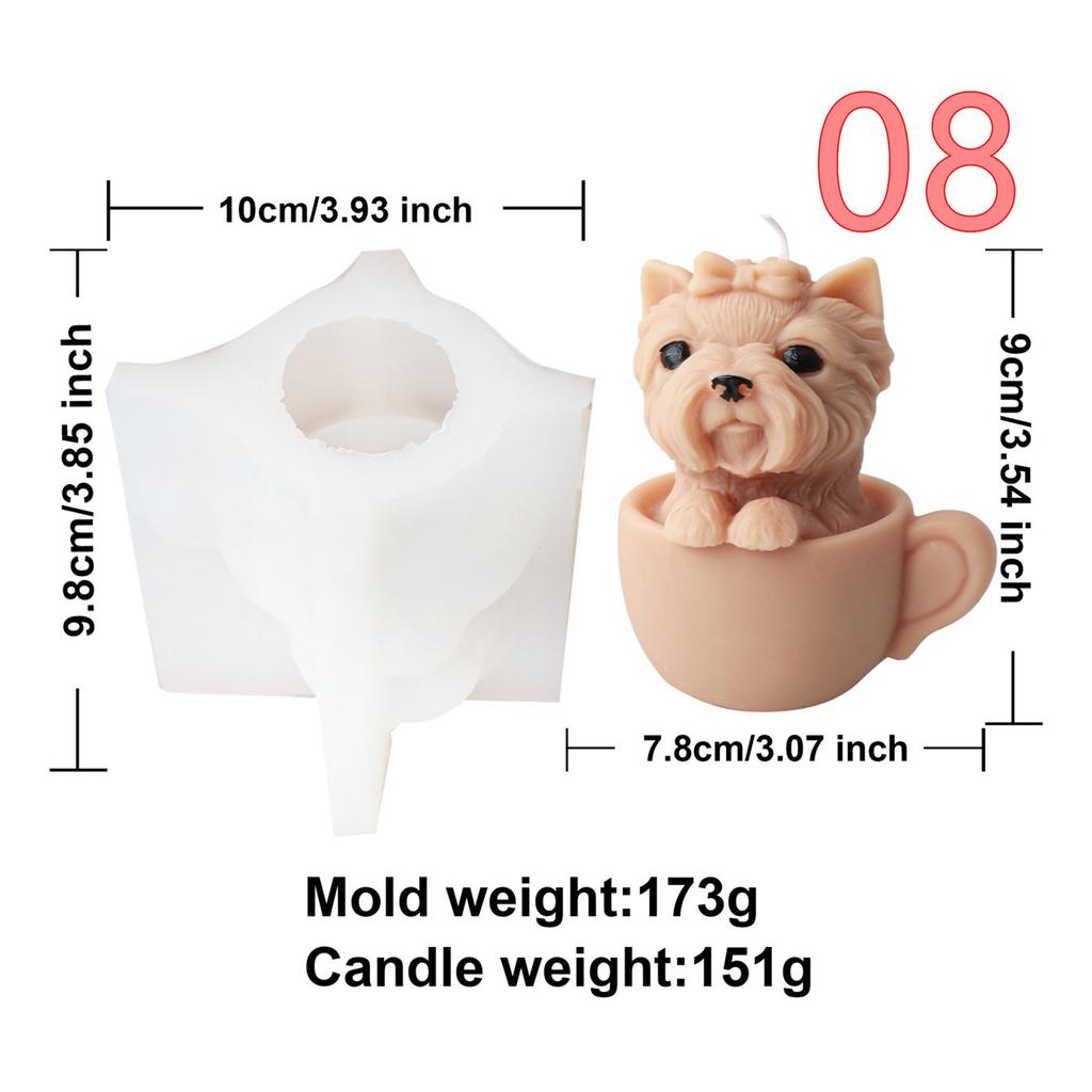 3D Cartoon Animal Dogs Bears Silicone Candle Mold Pet Teddy Puppy Mould Dog Scented Handmade Craft Resin Plaster Mould