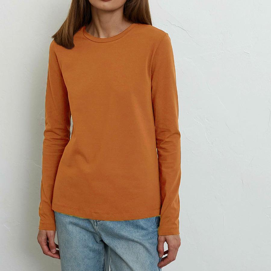 GMXIA Baumwoll-T-Shirt Frühling Damenmode Rest Vielseitiger Pendlerpullover Rundhals Langarm-T-Shirt