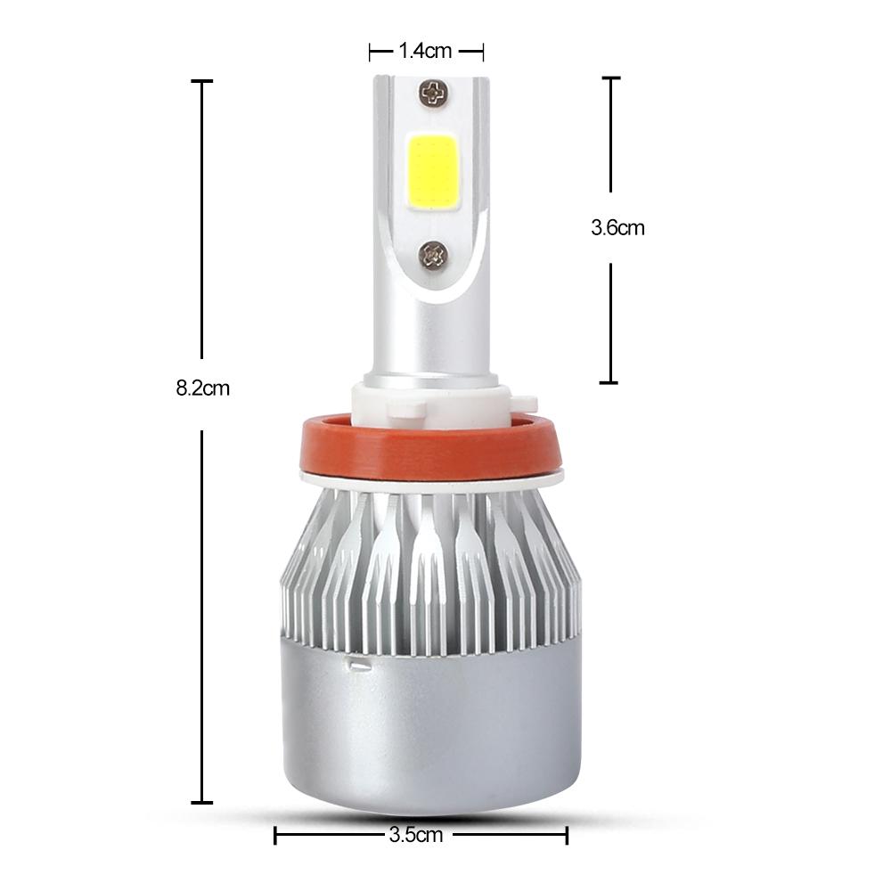 Car Headlight Shockproof Explosion-proof 72w 8000lm 3000k C6 H8/9/11 Car Accessories Yellow Car Headlight Durable Fog Lamp