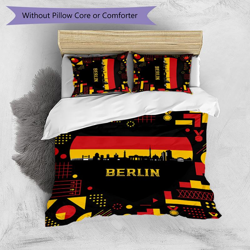 Germany Football Printed Bedding 3 Piece Set Cozy Breathable Bed Cover Set as Housewarming Holiday Gift