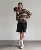 Beleunepeu Of Stripe Pullover Knit_Brown