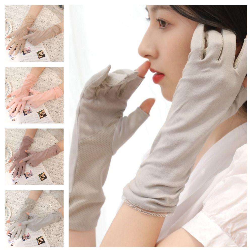 Anti-UV Women Sunscreen Gloves Thin Summer Driving Mittens Sun Protection Riding Gloves Outdoor