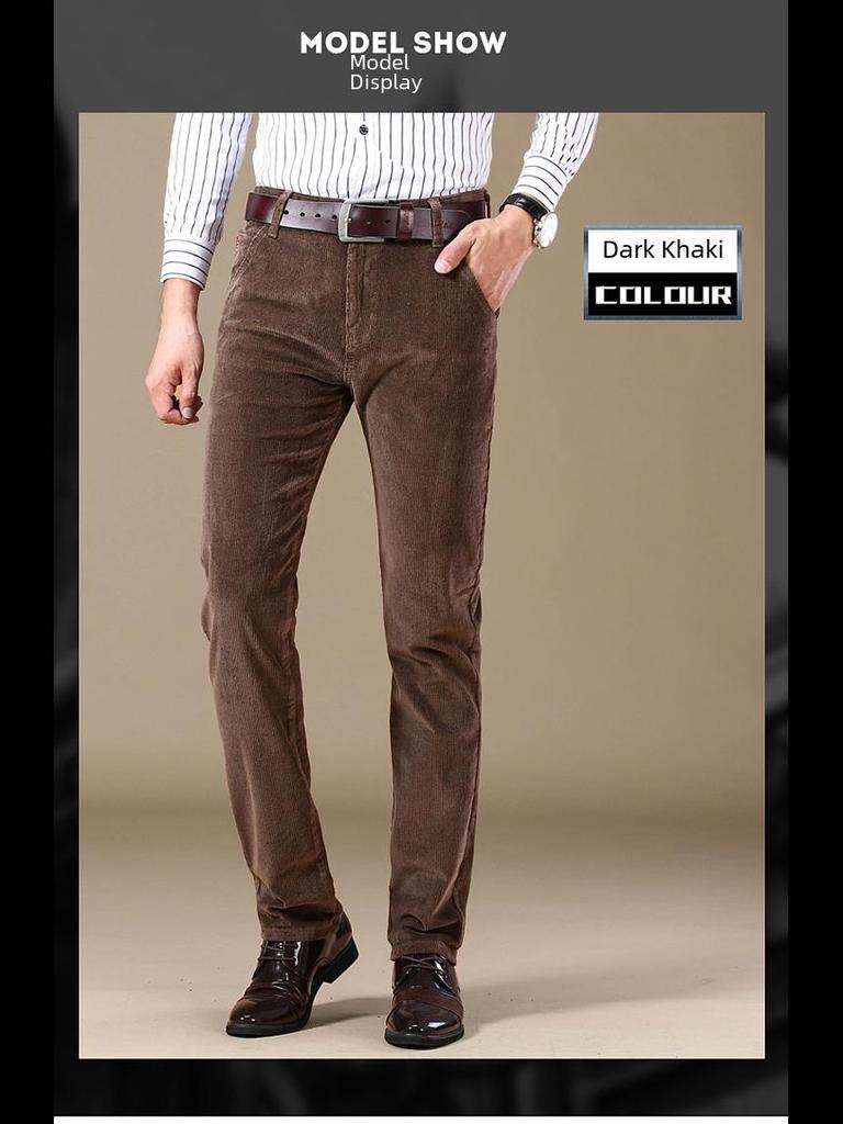 2025 Men's Corduroy Pants: Straight, Loose Fit, Thick and Warm for Spring, Autumn, and Winter.