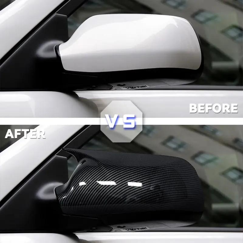 For Mazda 2 3 6 2003 2004 2005 2006-2008 ABS Car Rearview Side Mirror Cover Wing Cap Exterior Door Housing Trim Adhesive Sticker
