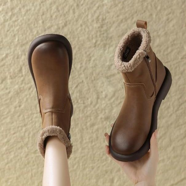 Thick-soled heightening fluffy plush warm short boots women's autumn and winter new ugly cute fashionable versatile snow boots