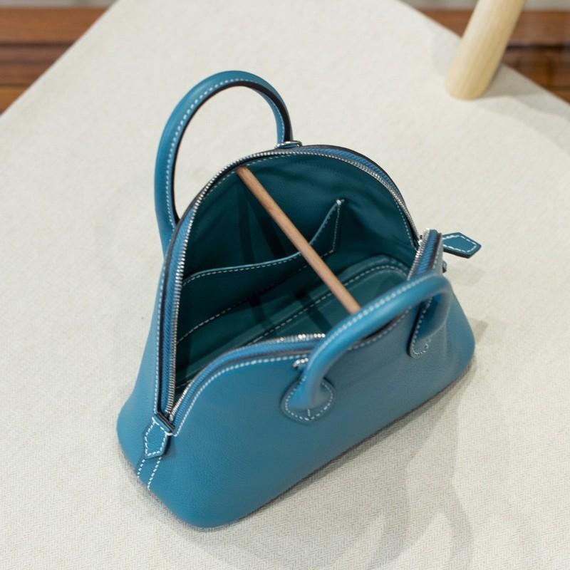 25 New Semi-handmade Wax Wire Steel Hardware First Layer Evercolor Leather Mini Shell Bag, Bowling Handbag