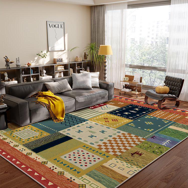 High-Grade French Retro Living Room Rug | Stain-Resistant American Sofa Blanket & Bedroom Floor Mat