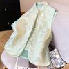 Vest Retro Disc Buckle Sleeveless Vest Stand-up Collar Jacquard Embroidered Vest Female