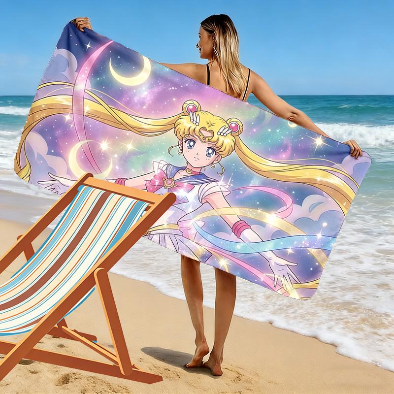 Sailor Moon2 Print Beach Towel, Large Soft Quick Dry Towel for Beach Camping Swimming