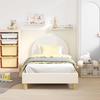 Children s Bed Frame with Headboard Cream 80 x 160 cm Boucle