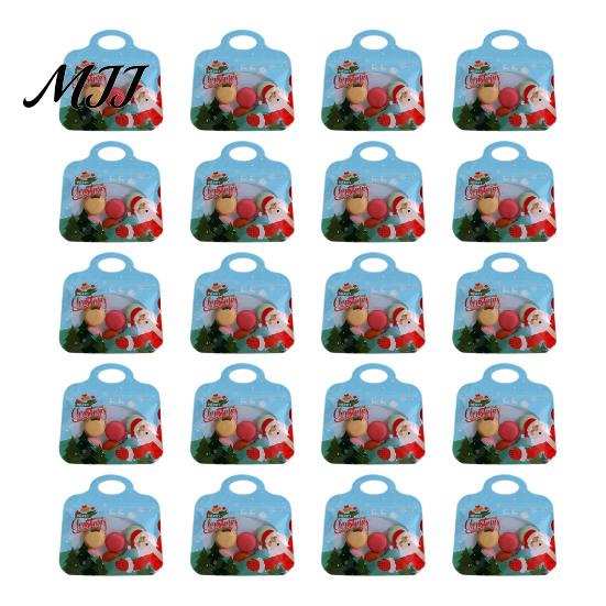 Christmas Supplies for Snacks Treat Bags with Handles, Self-Seal Candy Cookie Plastic Goodie Parties Holiday Party Favors, Clear Window Snack Pouches
