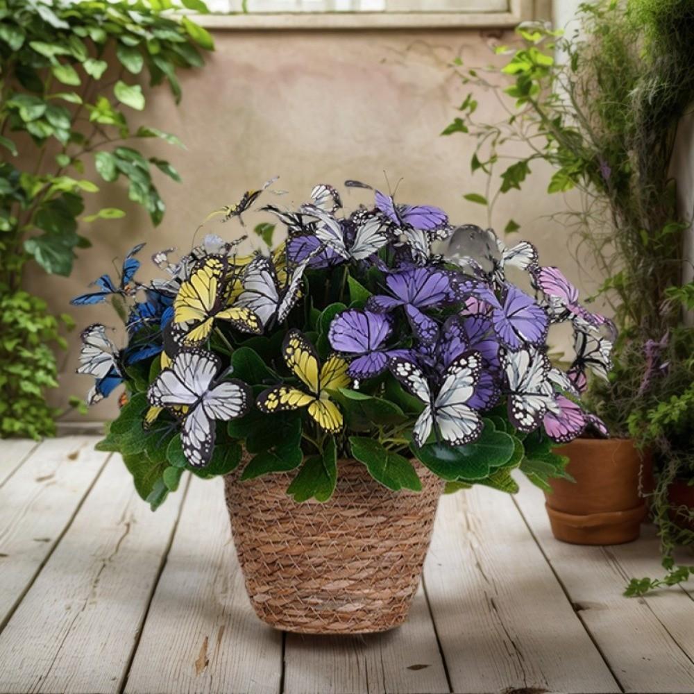 7-Kopf Künstliche Schmetterlingsblumen Zweige Enthalten Buntes Gefälschtes Schmetterlingsbouquet Realistisches Wasserdichtes Simulationsblumen