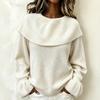 Women's Casual Ruffle Long Sleeve Pullover Sweater Top, Loose Fit for Everyday Wear