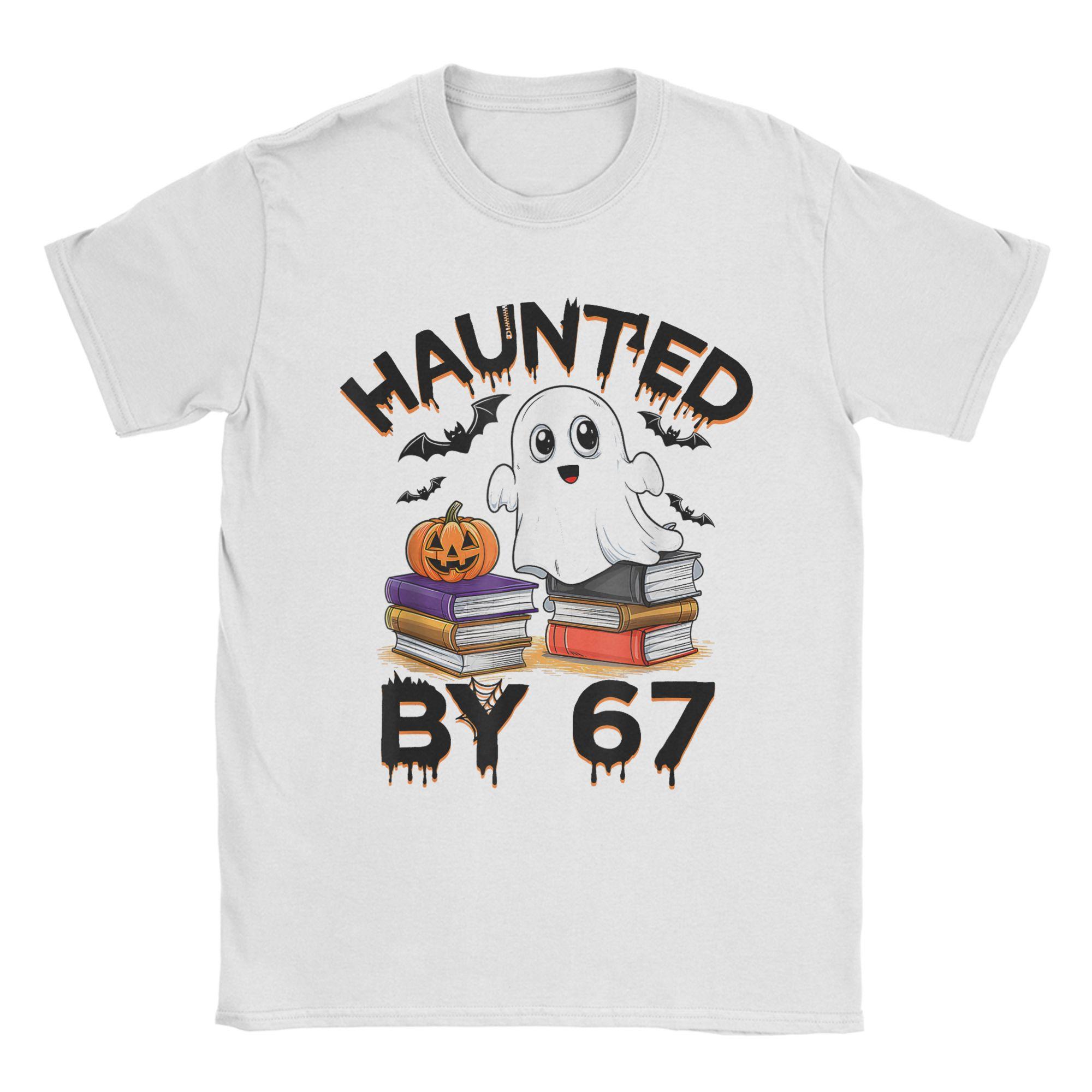

Haunted by 67 Funny Ghost and Pumpkin Halloween T-Shirt Men 100 Cotton O-Neck Plus Size Top Tees Short Sleeve Classic Tops 4XL