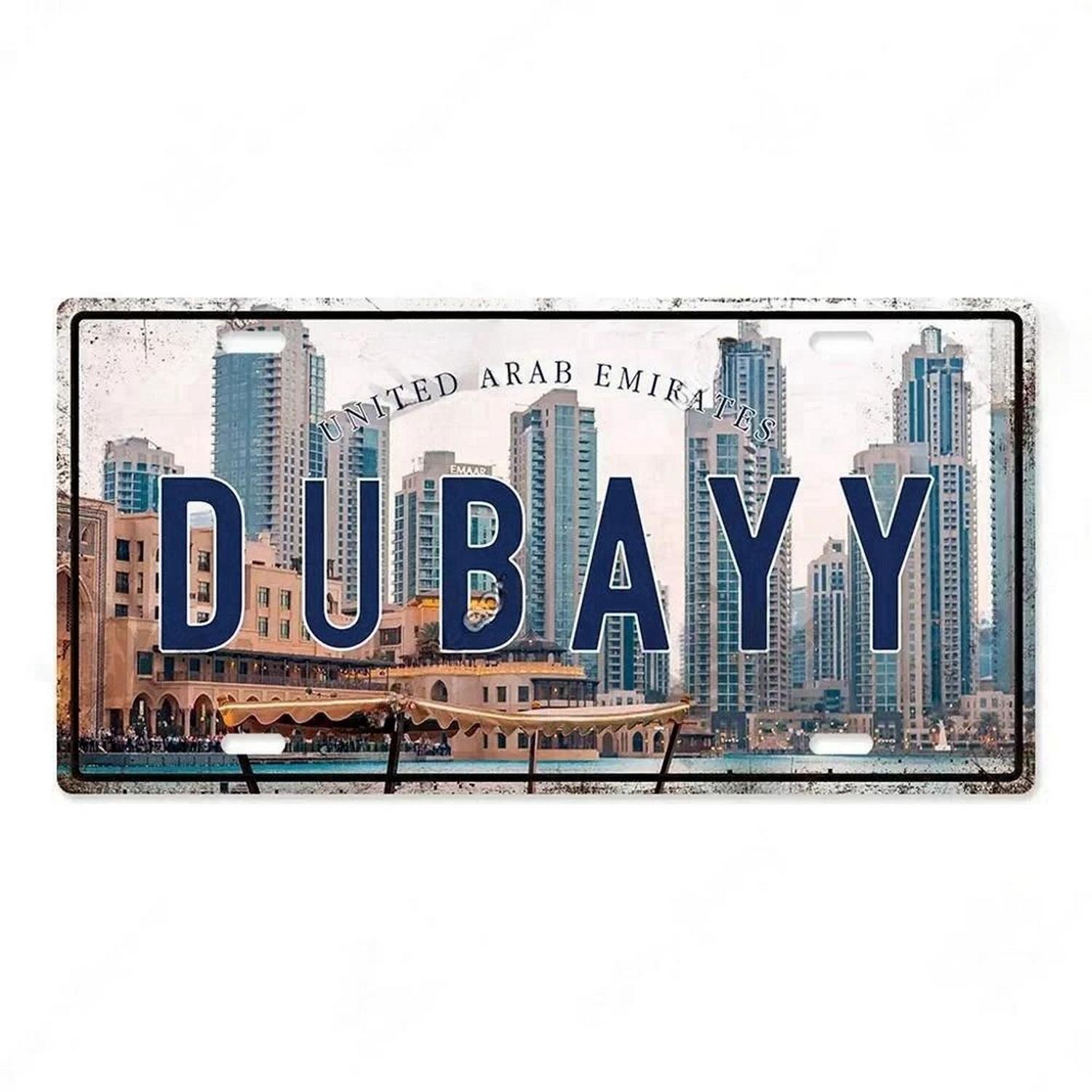 

Hisun Tin Sign HD Tin Sign Vintage World Famous City Landmark License Plate Metal Wall Art Retro Travel Cityscape Decor for Bar Man Cave Glo 15x30cm