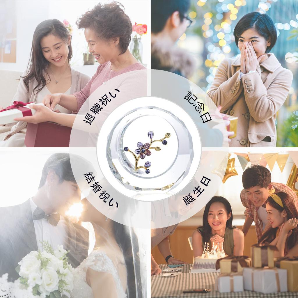 Popular Birthday Gift for Women, Mothers, Wives, Girlfriends, and Grandmas: Authentic K9 Crystal Inlaid Plum - Never-Fading Flower (Purple)