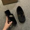A Pair of Fleece and Thickened Cotton Shoes for A Lazy Woman To Wear for Warmth and Versatility