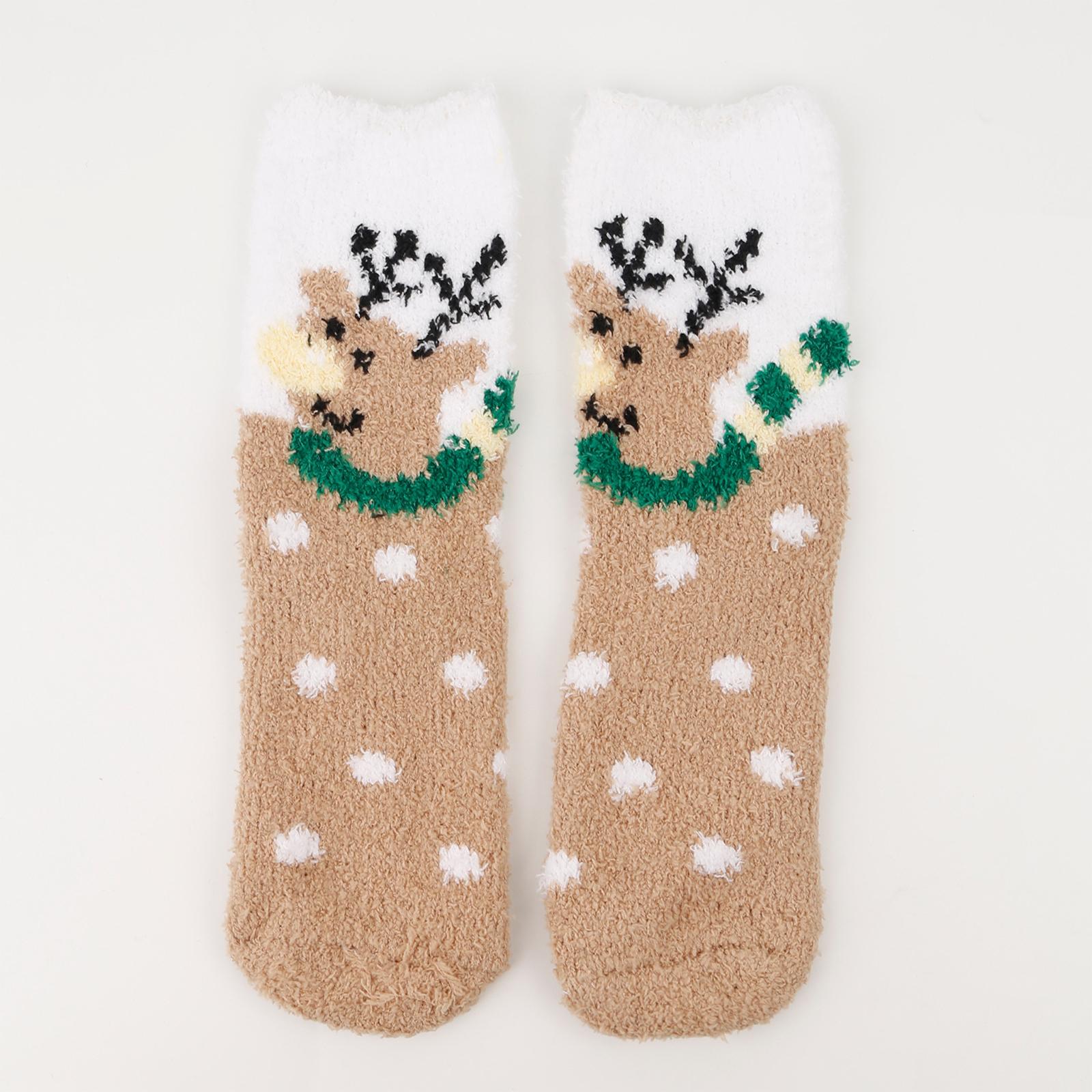 

Ladies Christmas Socks Coral Velvet Socks Cartoon Elk Half Velvet Socks Sleep Floor Socks One Size бежевый