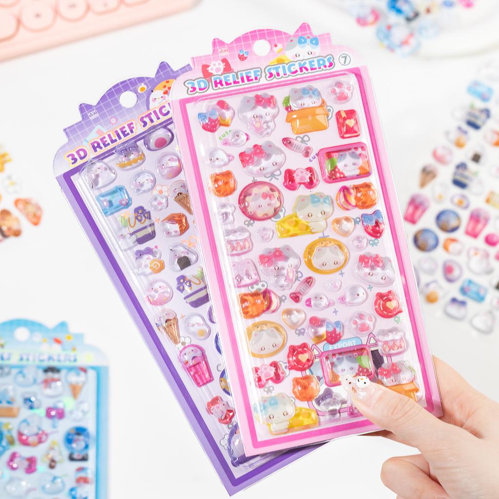 JIAMEI Sweet Sugar Party 7.0+8.0 Series Kawaii Cartoon Relief Cute Grain Paste DIY Creative Aesthetics Stationery Medium Sticker