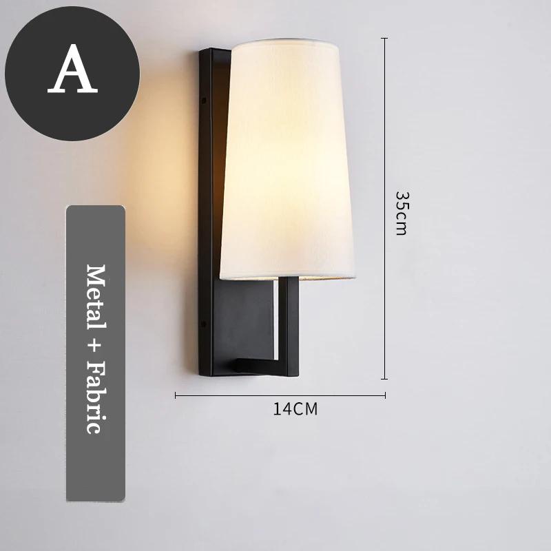 Nordic retro LED wall lamp American classic fabric lamp Bedroom lighting Living room sofa Corridor staircase Interior decoration