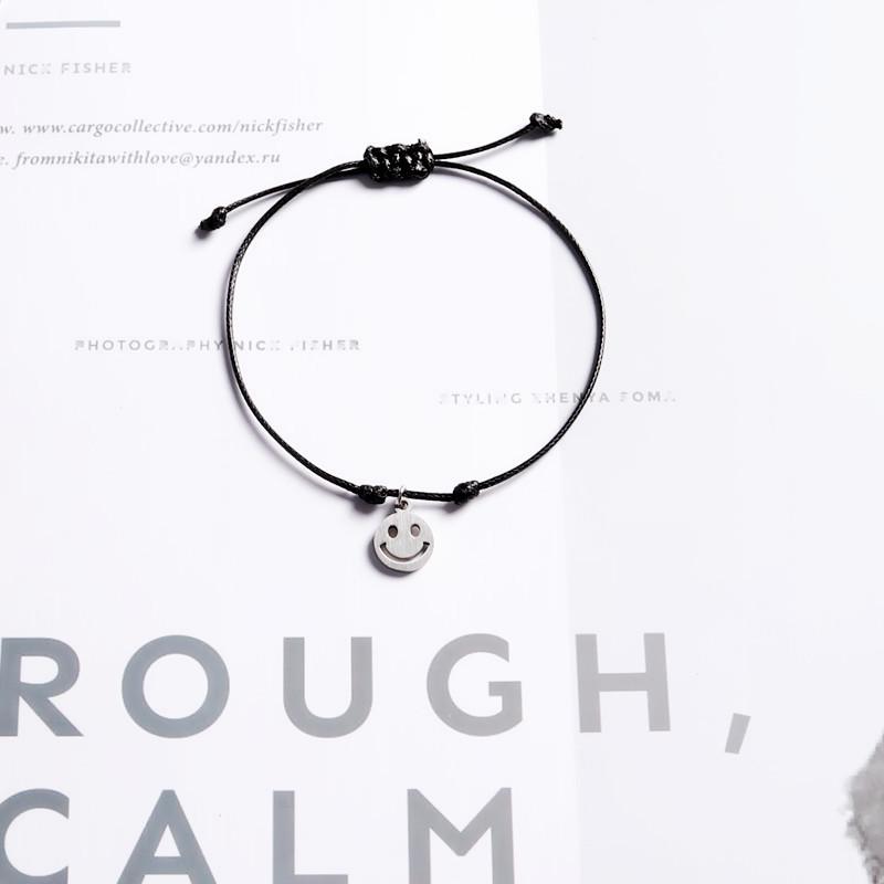 

Регулируемый браслет-веревка из титановой стали в корейском стиле со смайликом для пар