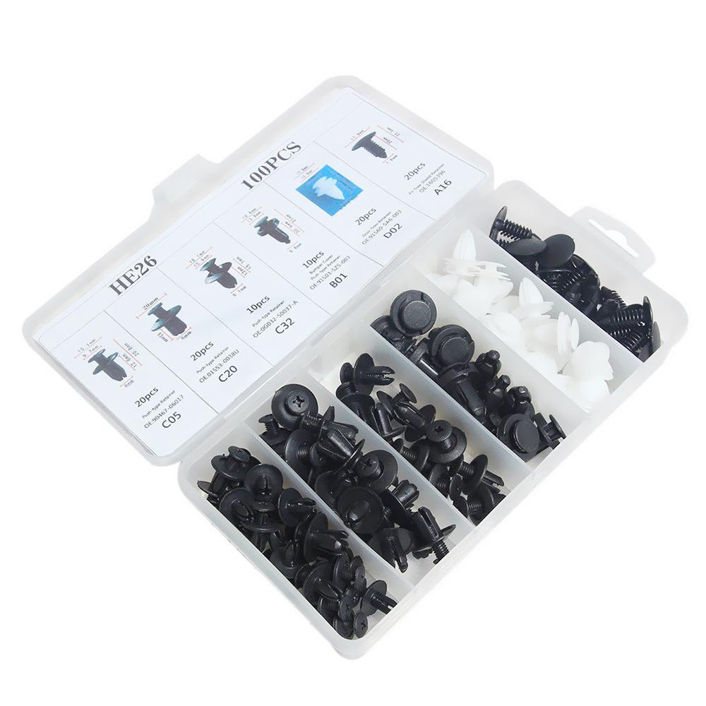 

100Pcs Assorted Car Body Plastic Push Retainer Pin Rivet Fasteners Trim Moulding Clip Automotive Furniture Assembly