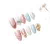European Island Resort 3D Fishtail Flower Almond Nails - High-End Wearable Nail Art Tips