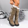 Women's Large Size Belt Buckle Soft Sole Winter Warm Fur One Stirrup Snow Boots Padded Lined Ankle Boots Non-Slip Hiking Casual Sport Boots
