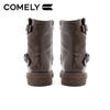 Comely Women's Western Style Fleece-Lined Platform Ankle Boots