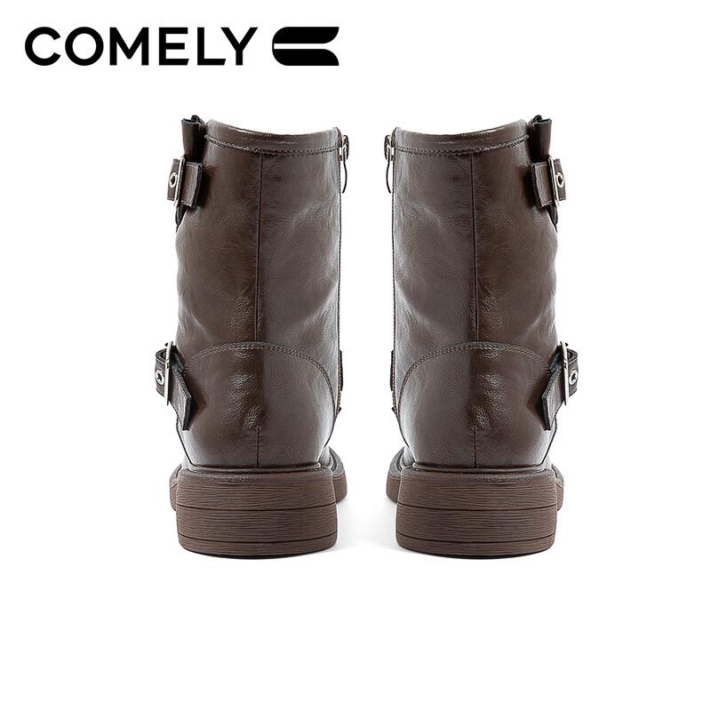Comely Women's Western Style Fleece-Lined Platform Ankle Boots
