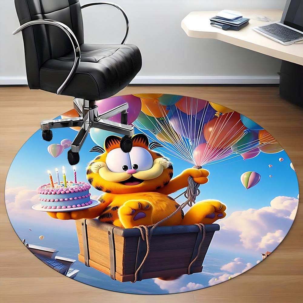1pc Garfield Balloon Chair Carpet for Office Non Slip, Machine Washable Rug for Office, Room Holiday Decor for Christmas, Birthday Polyester