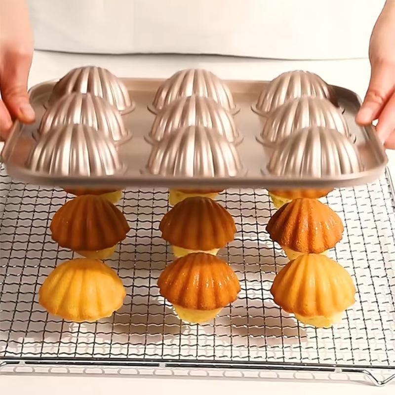 6/12 Cavity Shell Shape Madeleine Cake Pan Dessert Mold For Quick Baking Carbon Steel Nonstick Easy Cleaning Design
