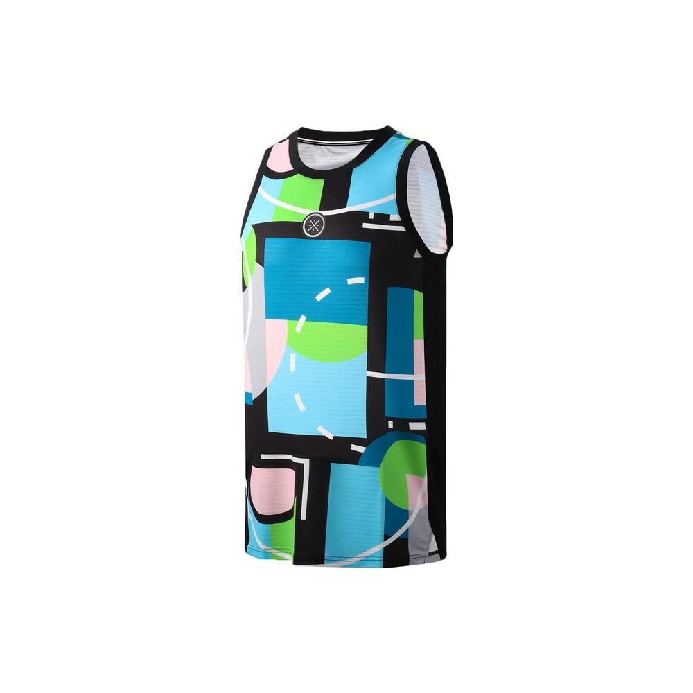 Li-Ning Sports Colorblock Training Jersey  Black Blue Green  Men s AAYR215-4 L