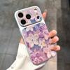 Fine flash purple flower is suitable for Apple 17promax gilt glitter iPhone16pro pearl case spring mobile phone case.