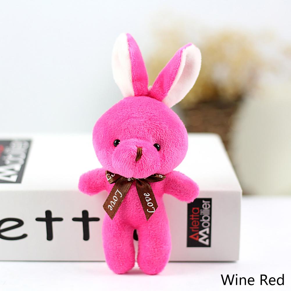 16CM Plush Toy Rabbit with Ribbon Bow Siamese Rabbits Toys Key Chain Pendant Gifts for Children Kids Toy Wedding Gifts