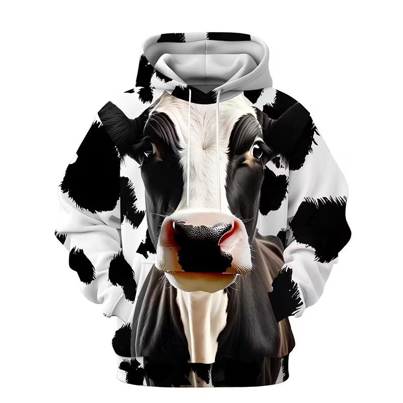 Cool Vintage Dragon Pattern Print Hoodie Men's Clothing Hip Hop Personality Streetwear Cow Stripe Funny Pullover Coat Novel