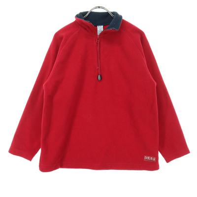 90s 00s Παλιό Πουλόβερ Ζακέτα Fleece L Κόκκινο Μισό Φερμουάρ Ανδρικό Μεταχειρισμένο
