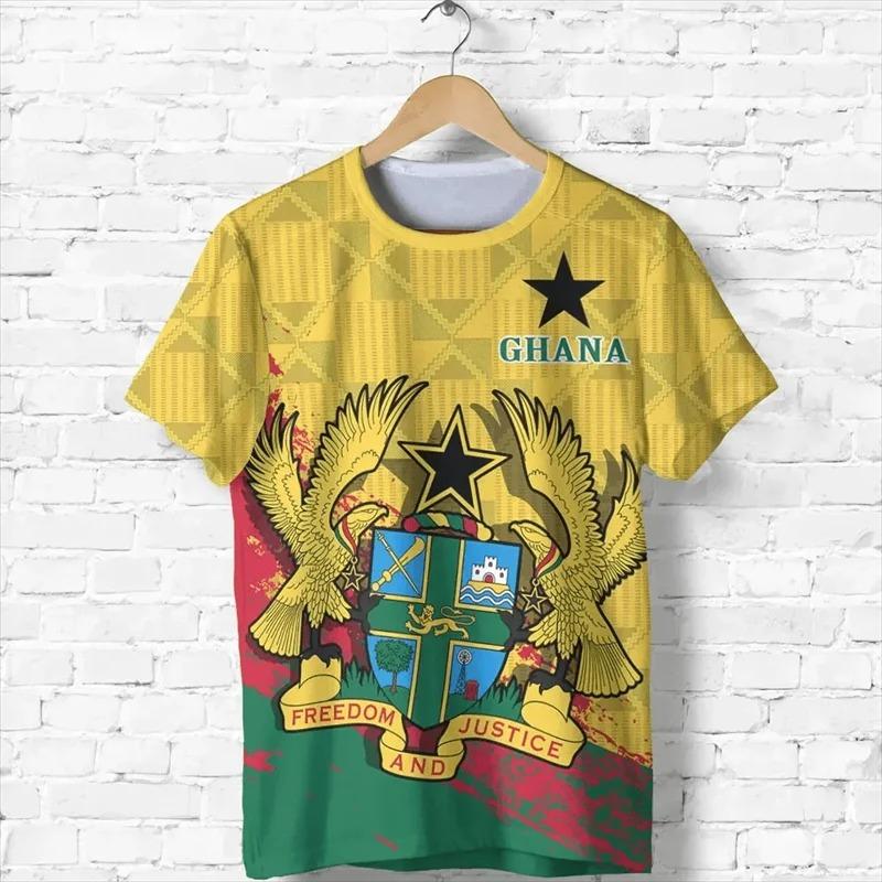 Ghana Flag Map 3D Printed T Shirt For Men Clothes Casual Kids T-Shirt GHA National Emblem Tshirt Sport Male Jersey Africa Tops