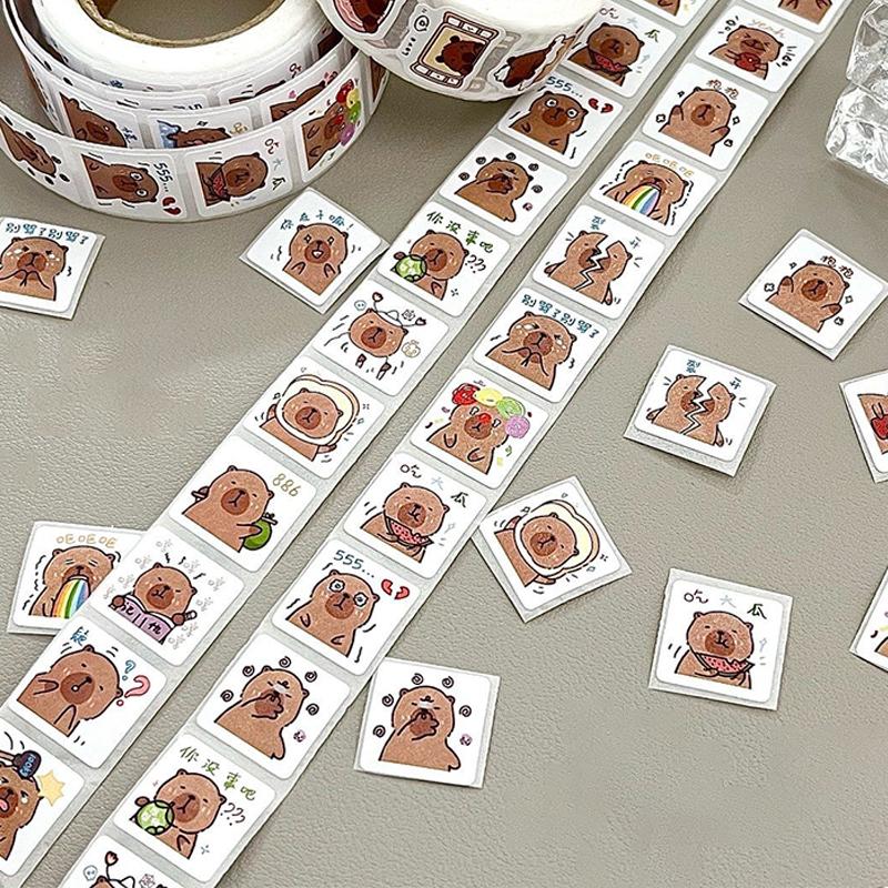 500Pcs/Roll Cartoon Capybara Sticker Decals Decoration Diy Phone Notebook Suitcase Laptop Kids Sticker