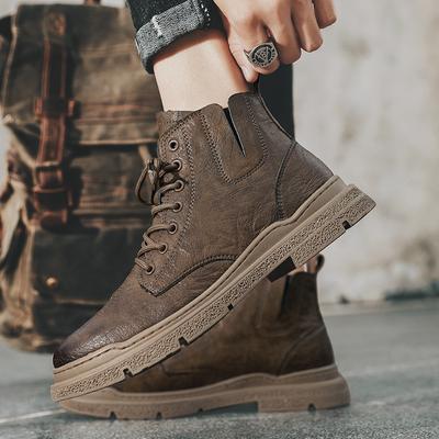 Herbst polierte Retro-Lederschuhe hohe Martin-Stiefel Outdoor Lokomotive Lederstiefel