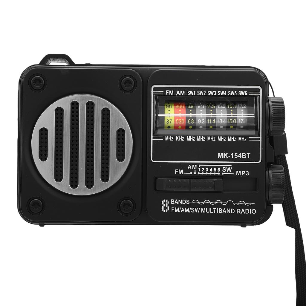 AM FM SW Radio USB Rechargeable Support Memory Card USB Playing Portable Bluetooth Radio with Flashlight Large Knob