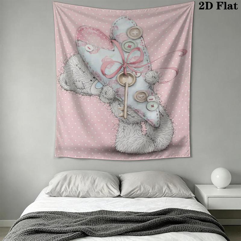 Tatty Teddy Wall Tapestry Aesthetic Wall Hanging Printed Fabric Blanket Decorative Tapestries for Bedroom Living Room Home Decor